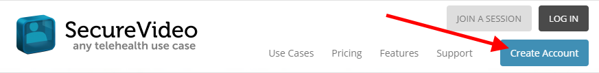 Arrow pointing to Create Account button