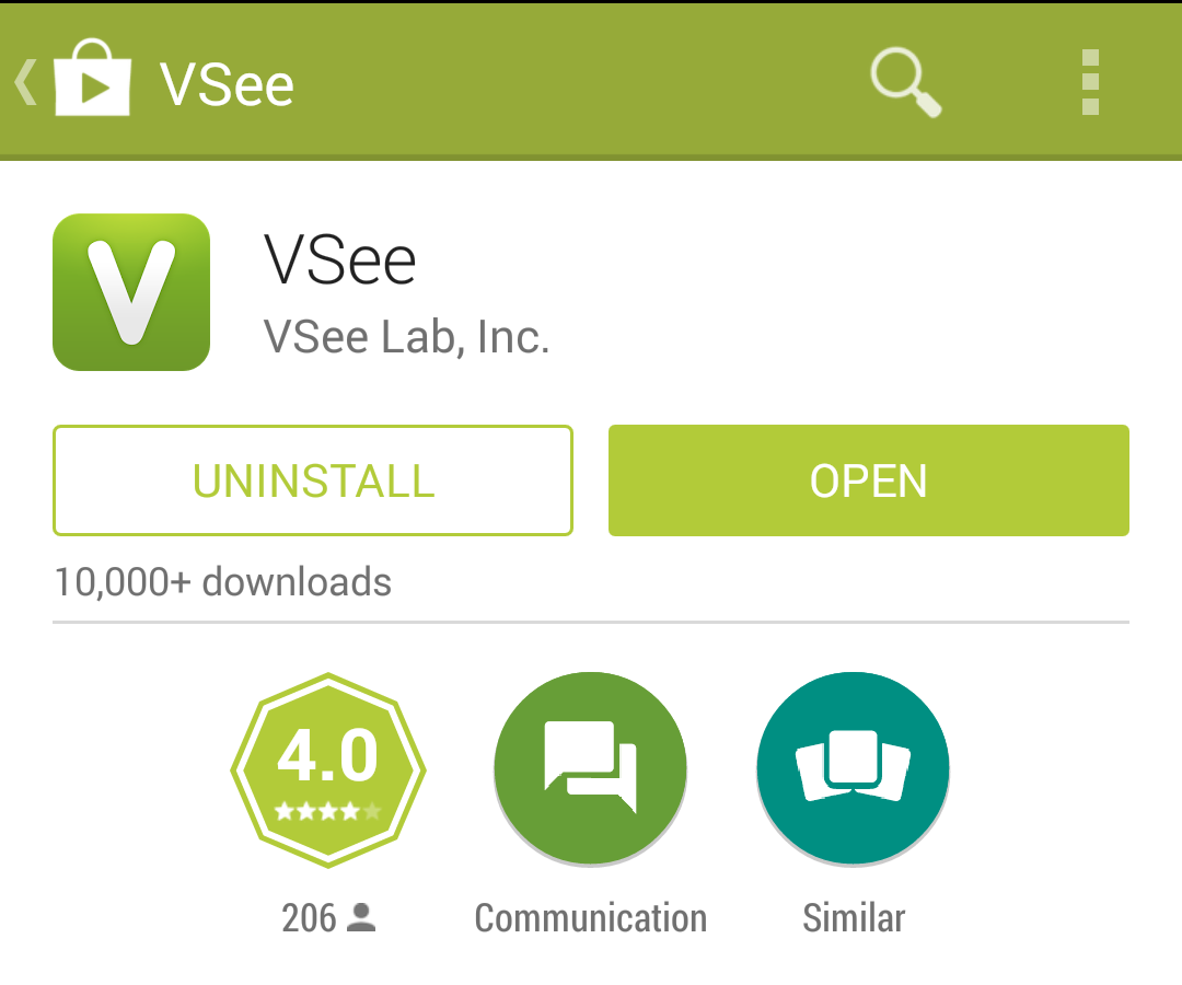 Screencap showing the app is installed