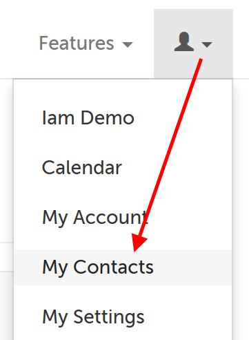 My Contacts is fourth in the drop-down menu