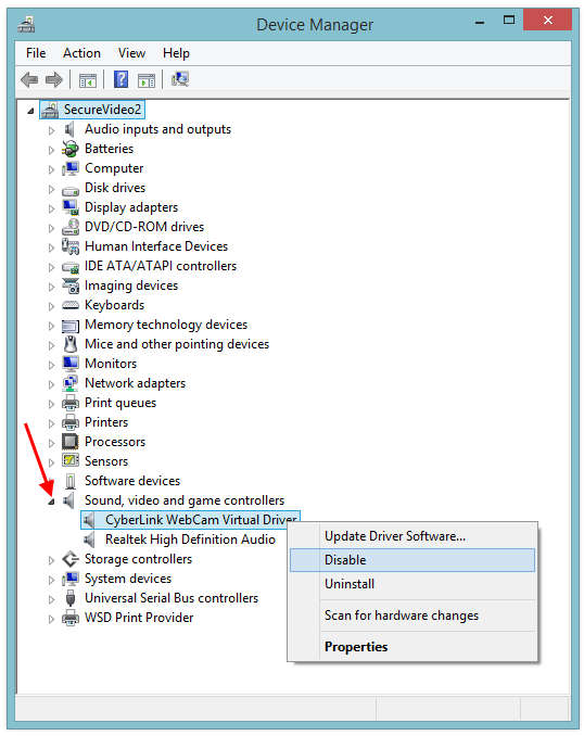 CyberLink YouCam Virtual Driver in Device Manager