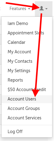 Account Users under the profile menu