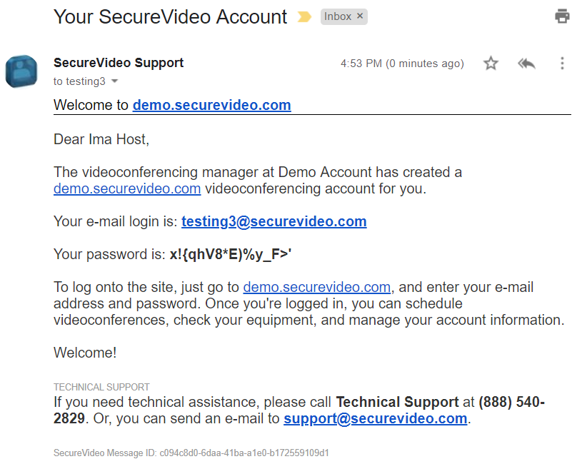 Example of new account notification
