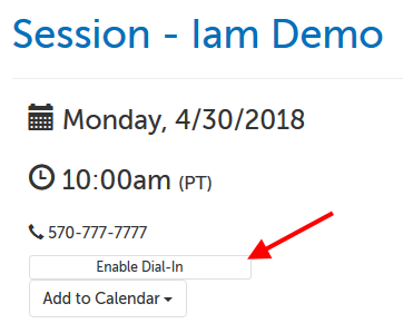Dial Into Session button