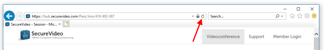 Reload icon to the right of the address bar